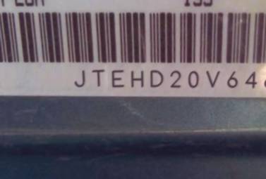 VIN prefix JTEHD20V6460