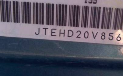 VIN prefix JTEHD20V8560