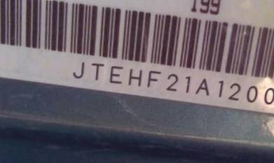 VIN prefix JTEHF21A1200