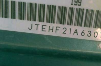 VIN prefix JTEHF21A6301