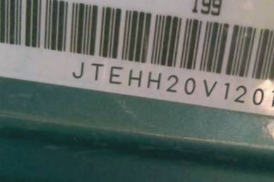 VIN prefix JTEHH20V1201