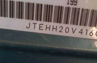 VIN prefix JTEHH20V4160