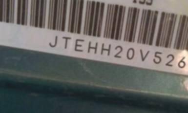 VIN prefix JTEHH20V5260