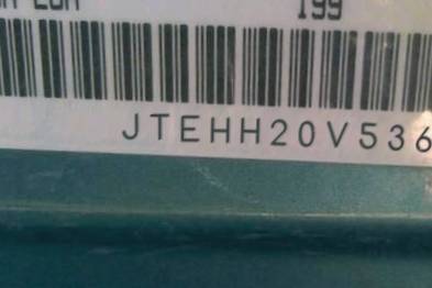VIN prefix JTEHH20V5360