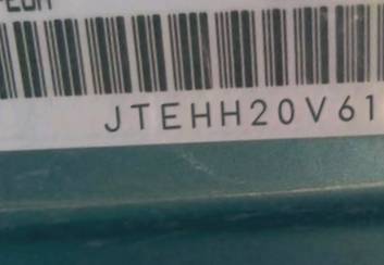 VIN prefix JTEHH20V6160