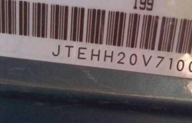 VIN prefix JTEHH20V7100