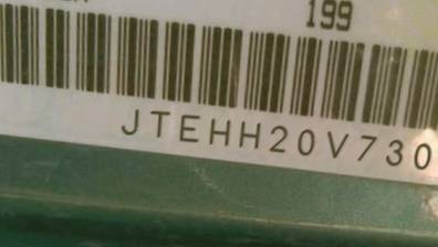 VIN prefix JTEHH20V7301