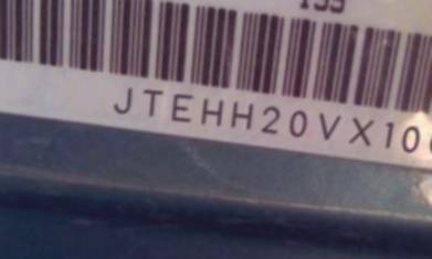 VIN prefix JTEHH20VX100