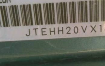 VIN prefix JTEHH20VX160