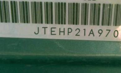 VIN prefix JTEHP21A9702
