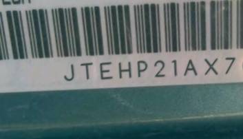 VIN prefix JTEHP21AX701