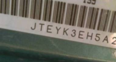 VIN prefix JTEYK3EH5A20
