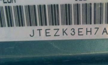 VIN prefix JTEZK3EH7A21