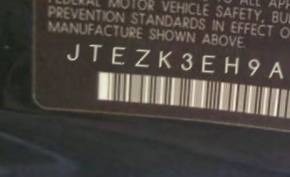 VIN prefix JTEZK3EH9A21