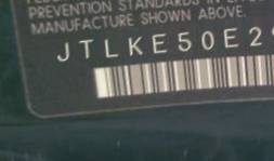 VIN prefix JTLKE50E2910