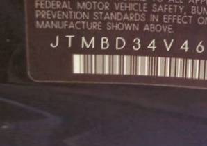VIN prefix JTMBD34V4650