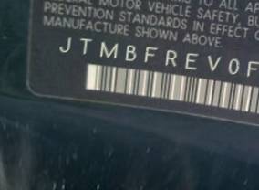 VIN prefix JTMBFREV0FD1