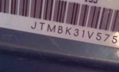 VIN prefix JTMBK31V5750