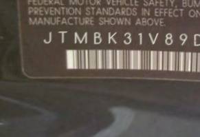 VIN prefix JTMBK31V89D0