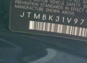 VIN prefix JTMBK31V9760