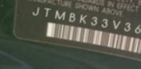 VIN prefix JTMBK33V3660