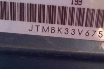 VIN prefix JTMBK33V6750