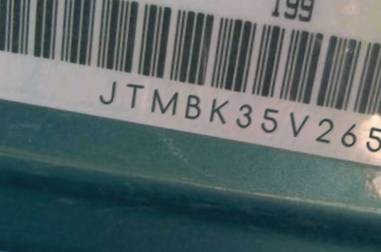 VIN prefix JTMBK35V2650