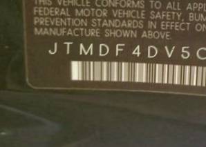 VIN prefix JTMDF4DV5CD0