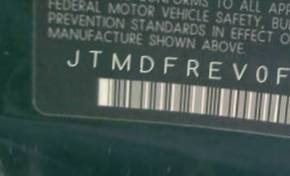 VIN prefix JTMDFREV0FD1