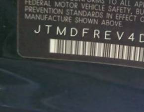VIN prefix JTMDFREV4D50