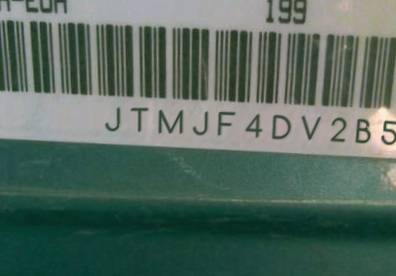VIN prefix JTMJF4DV2B50