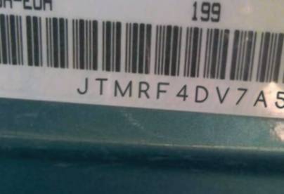 VIN prefix JTMRF4DV7A50