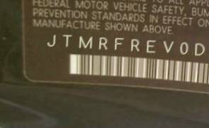VIN prefix JTMRFREV0D50