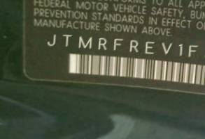 VIN prefix JTMRFREV1FJ0