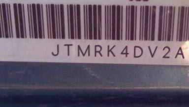 VIN prefix JTMRK4DV2A50