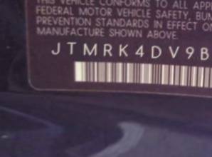 VIN prefix JTMRK4DV9B51