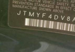 VIN prefix JTMYF4DV8A50