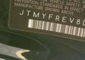 VIN prefix JTMYFREV8D50