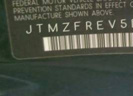 VIN prefix JTMZFREV5DD0
