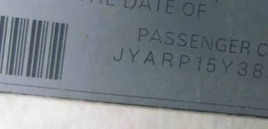 VIN prefix JYARP15Y38A0