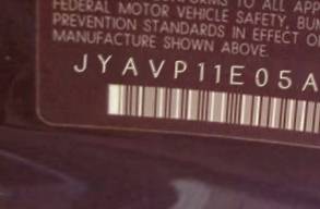 VIN prefix JYAVP11E05A0