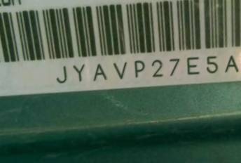 VIN prefix JYAVP27E5AA0