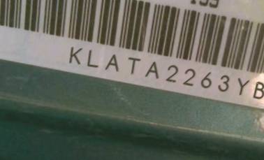 VIN prefix KLATA2263YB5