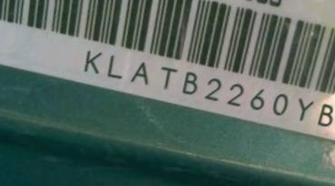 VIN prefix KLATB2260YB5