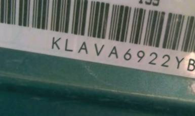 VIN prefix KLAVA6922YB2