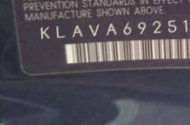 VIN prefix KLAVA69251B3