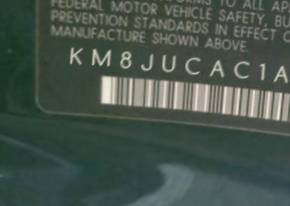 VIN prefix KM8JUCAC1AU1