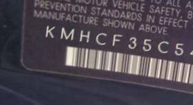VIN prefix KMHCF35C54U2