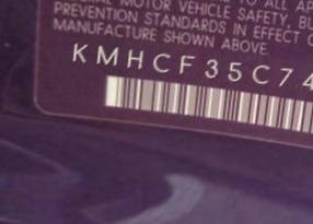 VIN prefix KMHCF35C74U3