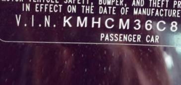 VIN prefix KMHCM36C88U1